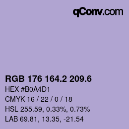 カラーコード: RGB 176 164.2 209.6 | qconv.com