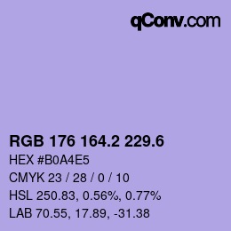 カラーコード: RGB 176 164.2 229.6 | qconv.com