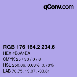 カラーコード: RGB 176 164.2 234.6 | qconv.com