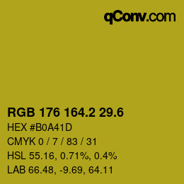 カラーコード: RGB 176 164.2 29.6 | qconv.com