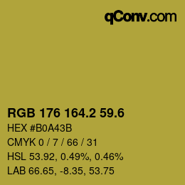 カラーコード: RGB 176 164.2 59.6 | qconv.com