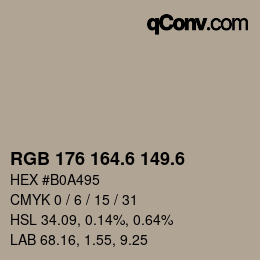 カラーコード: RGB 176 164.6 149.6 | qconv.com