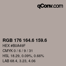 カラーコード: RGB 176 164.6 159.6 | qconv.com