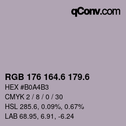 カラーコード: RGB 176 164.6 179.6 | qconv.com