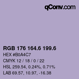 カラーコード: RGB 176 164.6 199.6 | qconv.com
