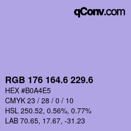 カラーコード: RGB 176 164.6 229.6 | qconv.com