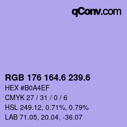 カラーコード: RGB 176 164.6 239.6 | qconv.com