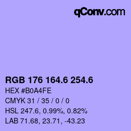 カラーコード: RGB 176 164.6 254.6 | qconv.com