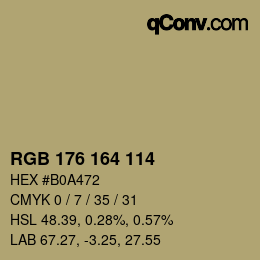 Color code: RGB 176 164 114 | qconv.com
