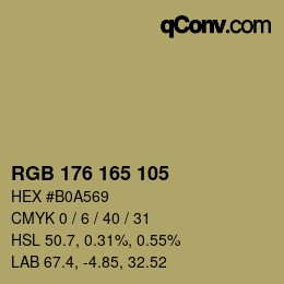 颜色代码: RGB 176 165 105 | qconv.com