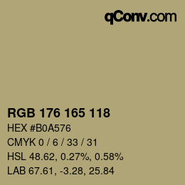 Código de color: RGB 176 165 118 | qconv.com