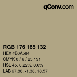 カラーコード: RGB 176 165 132 | qconv.com