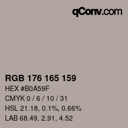 Color code: RGB 176 165 159 | qconv.com