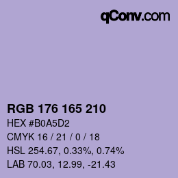 Color code: RGB 176 165 210 | qconv.com