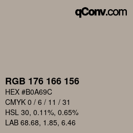 Color code: RGB 176 166 156 | qconv.com