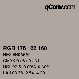 Color code: RGB 176 166 160 | qconv.com