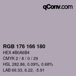 Color code: RGB 176 166 180 | qconv.com