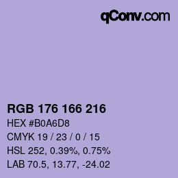 Color code: RGB 176 166 216 | qconv.com