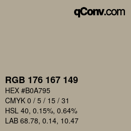 カラーコード: RGB 176 167 149 | qconv.com
