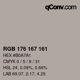 Farbcode: RGB 176 167 161 | qconv.com