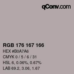 Color code: RGB 176 167 166 | qconv.com
