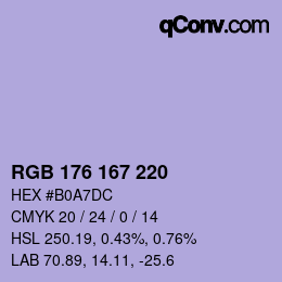 Código de color: RGB 176 167 220 | qconv.com