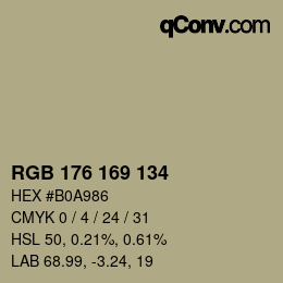 カラーコード: RGB 176 169 134 | qconv.com