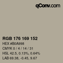 Color code: RGB 176 169 152 | qconv.com