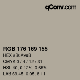 Color code: RGB 176 169 155 | qconv.com
