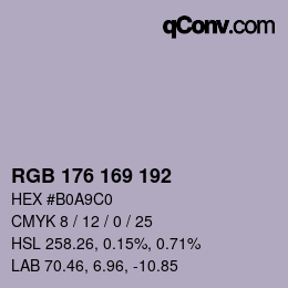 Color code: RGB 176 169 192 | qconv.com