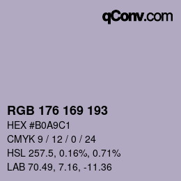 Code couleur: RGB 176 169 193 | qconv.com