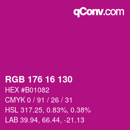 颜色代码: RGB 176 16 130 | qconv.com