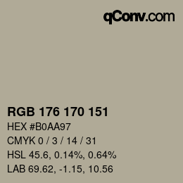 Farbcode: RGB 176 170 151 | qconv.com
