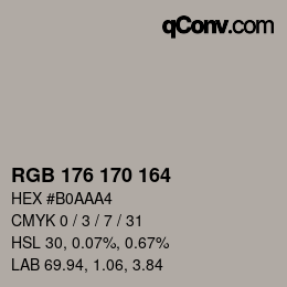 Color code: RGB 176 170 164 | qconv.com