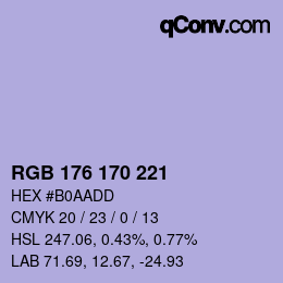 Farbcode: RGB 176 170 221 | qconv.com