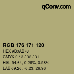 颜色代码: RGB 176 171 120 | qconv.com