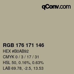 Código de color: RGB 176 171 146 | qconv.com