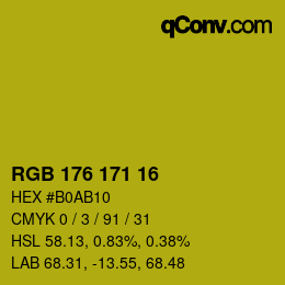 Color code: RGB 176 171 16 | qconv.com