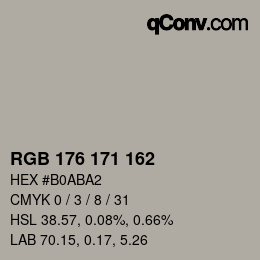 カラーコード: RGB 176 171 162 | qconv.com