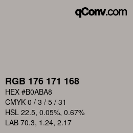 カラーコード: RGB 176 171 168 | qconv.com