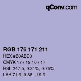 Color code: RGB 176 171 211 | qconv.com