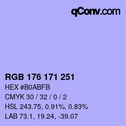 カラーコード: RGB 176 171 251 | qconv.com