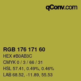 Color code: RGB 176 171 60 | qconv.com
