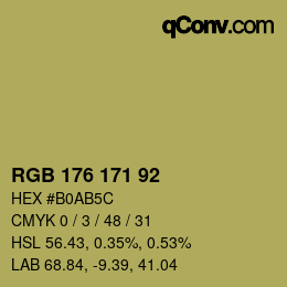 Color code: RGB 176 171 92 | qconv.com
