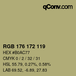 カラーコード: RGB 176 172 119 | qconv.com