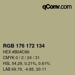 Color code: RGB 176 172 134 | qconv.com