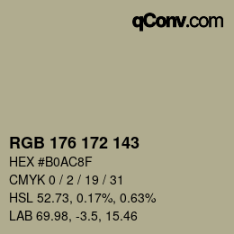 Color code: RGB 176 172 143 | qconv.com