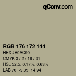 Color code: RGB 176 172 144 | qconv.com