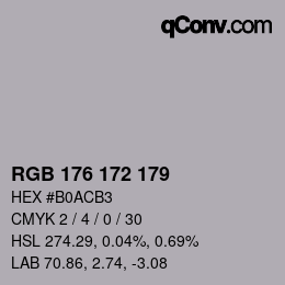 Color code: RGB 176 172 179 | qconv.com