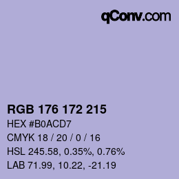 Color code: RGB 176 172 215 | qconv.com